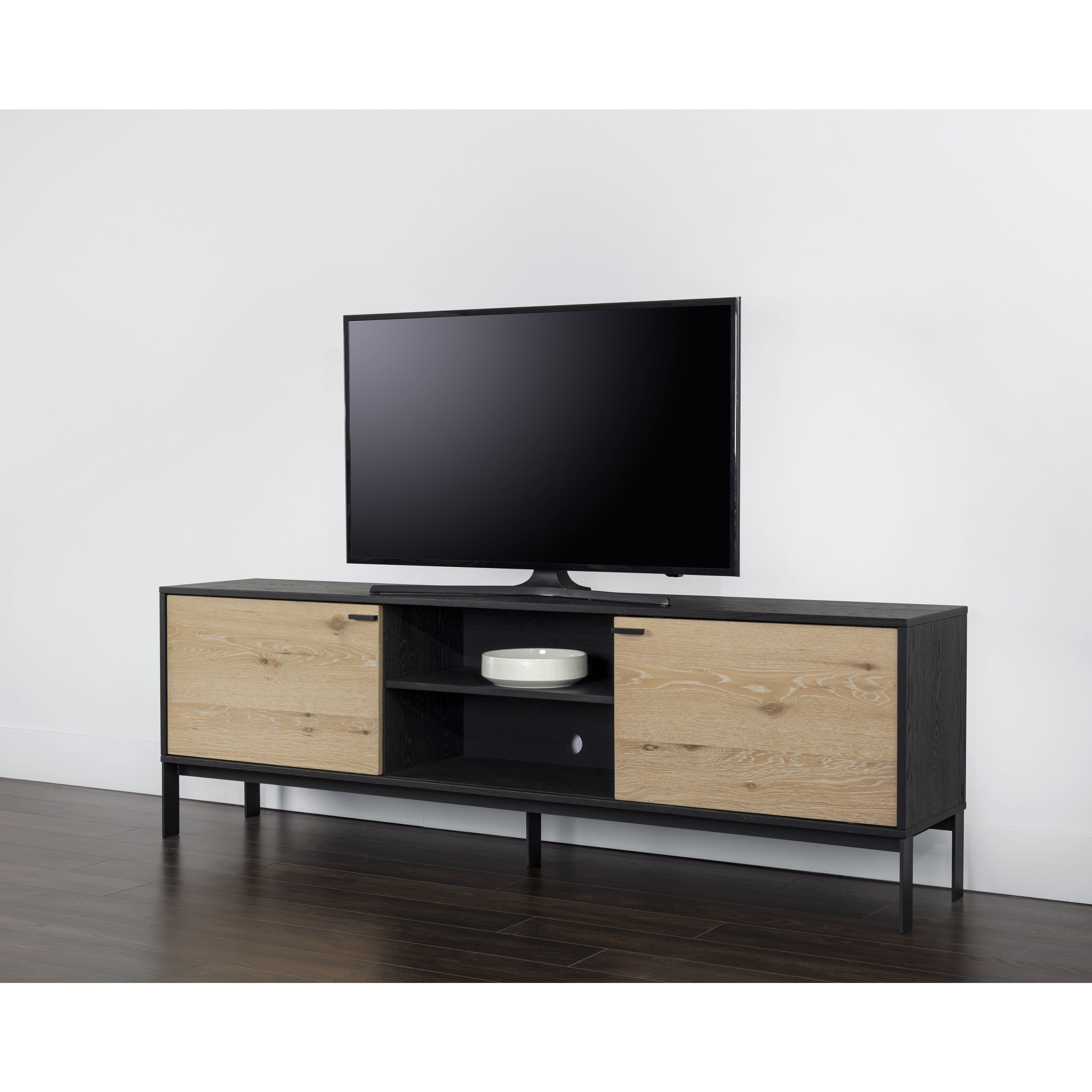 Rosso 80 inch Black / Brown / Matte Black Media Console & Cabinet